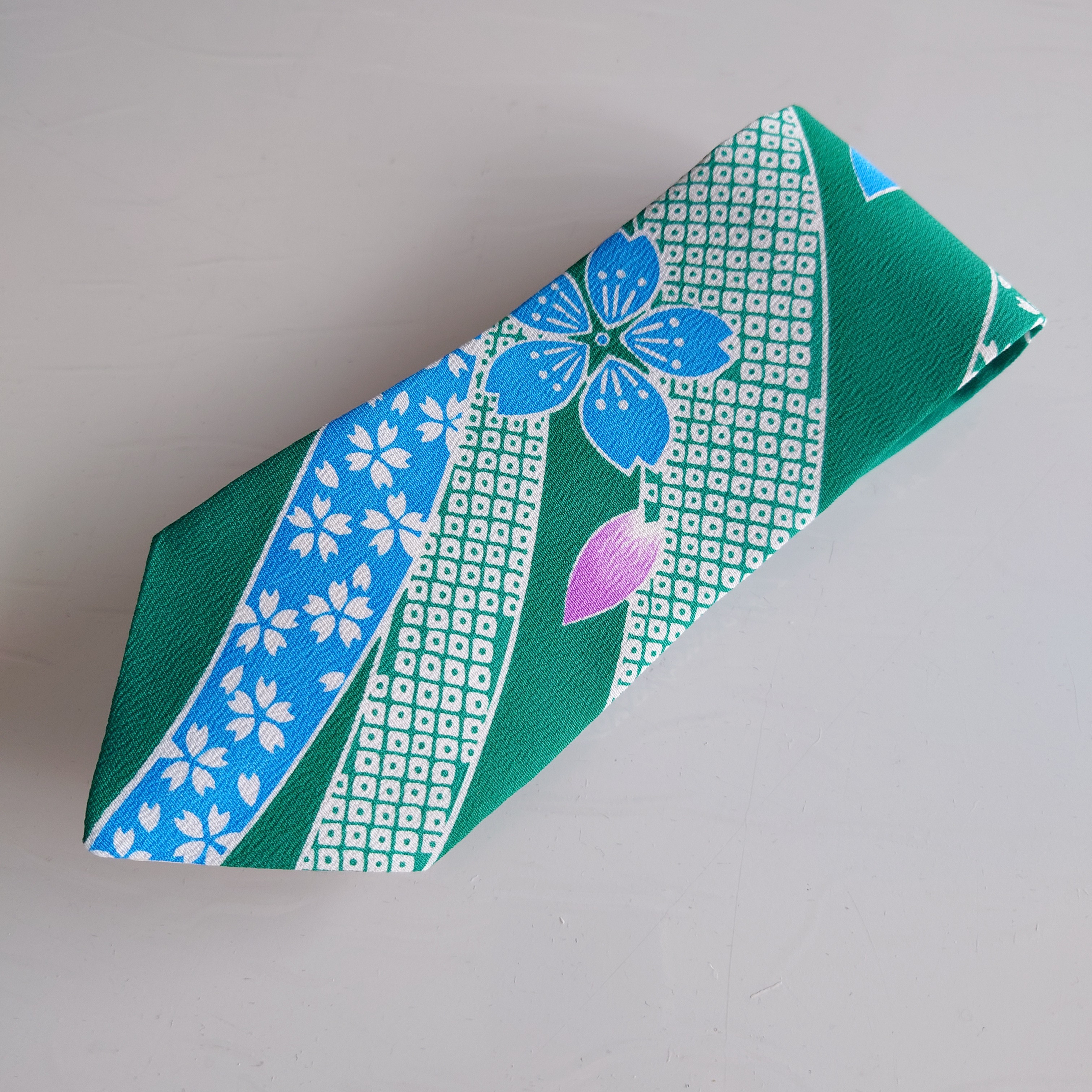 ネクタイ tie 和柄 Japanese フォーマル カジュアル グリーン 着物リメイク kimono