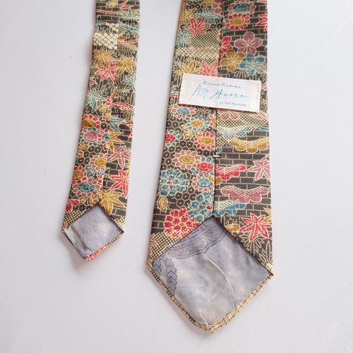 ネクタイ tie 和柄 Japanese フォーマル カジュアル ゴールド 花柄