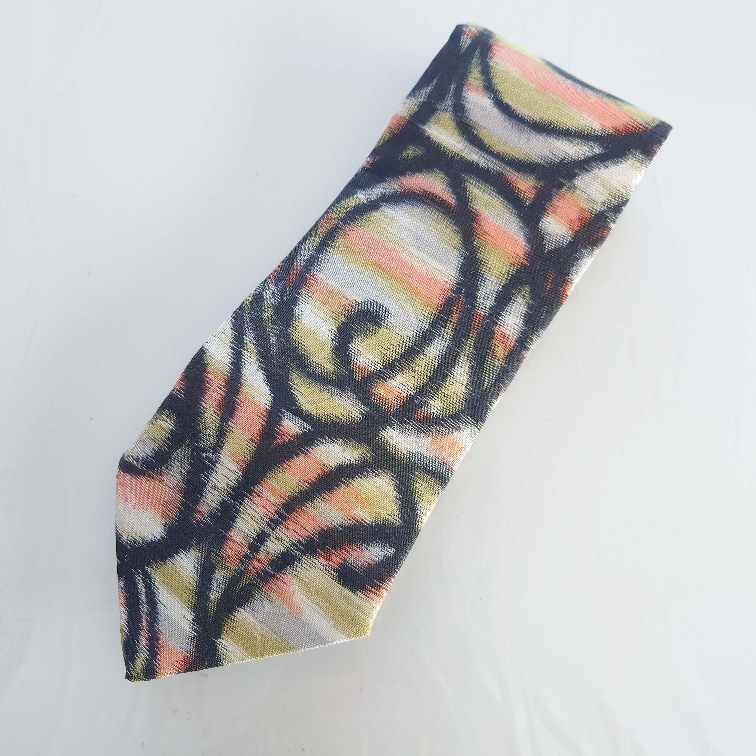 ネクタイ tie 和柄 Japanese フォーマル カジュアル マルチカラー 渦柄 着物リメイク kimono