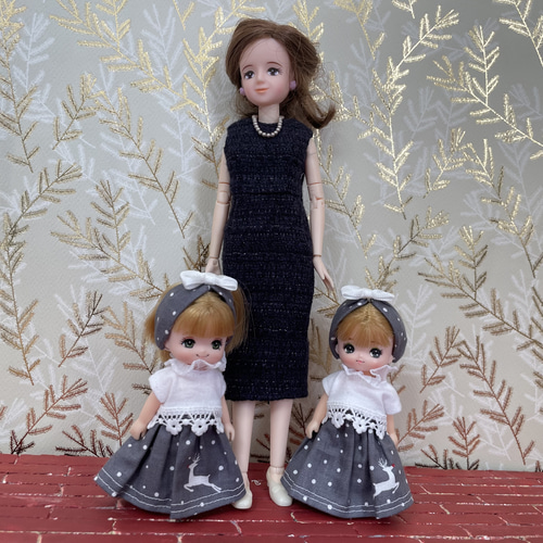 リカちゃんハンドメイド服 ファーボレロとワンピースコーデ5点セット 
