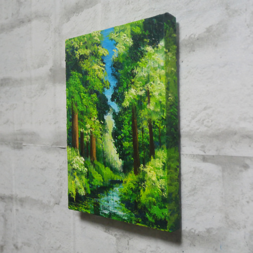 油絵 油彩 油彩画 絵 絵画【新緑の川】 油絵 油彩 油彩画 絵 絵画【新緑の川】