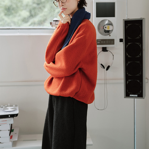 リンクタイトル：フリース無地クルーネック長袖トップス（冬用）2450