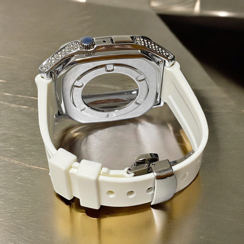 CxホワイトグレイAppleWatchキラキラバンドアップルウォッチ