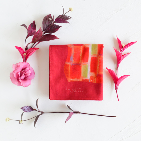 お得なハンカチ2枚セット / 赤の森・月のホワイト / クリスマスギフト / ラッピング込み / 送料無料 10枚目の画像