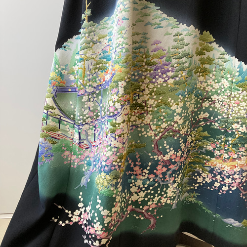 留袖ドレス 着物リメイク 庭園 ワンピース アトリエ・ヘリンボーン