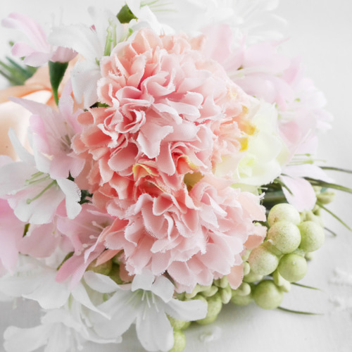 ころりんピンポンマムのピンクミニブーケ❀アーティフィシャルフラワー