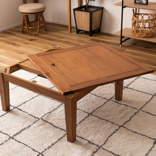 こたつテーブル 天然木 正方形 幅75 石英管 木製 【AZM-SD-11099941