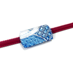 「縁起帯留め」東京切子帯留め　宝船　～たからぶね～　青 　 3枚目の画像