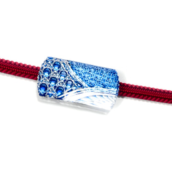 「縁起帯留め」東京切子帯留め　宝船　～たからぶね～　青 　 2枚目の画像