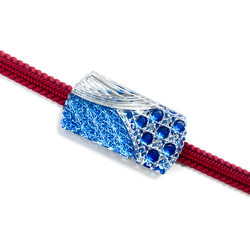 「縁起帯留め」東京切子帯留め　宝船　～たからぶね～　青 　 11枚目の画像