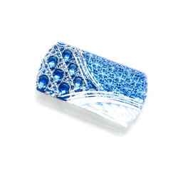 「縁起帯留め」東京切子帯留め　宝船　～たからぶね～　青 　 6枚目の画像