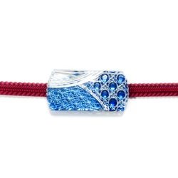 「縁起帯留め」東京切子帯留め　宝船　～たからぶね～　青 　 5枚目の画像