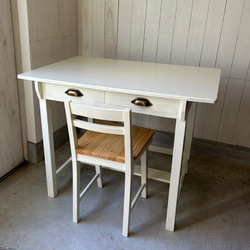 リペア アンティーク 机 デスク アイボリー仕上げ（椅子別売り） 机  