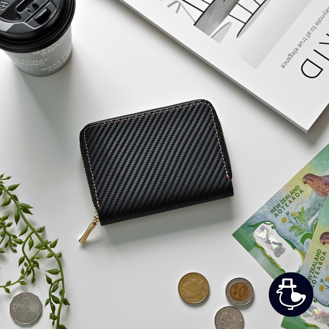 コンパクトウォレット【 イタリア カーボンレザー 】本革 財布 ミニ財布 コインケース 小銭入れ メンズ DH06M