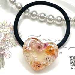 for kids】レジン お花 ヘアゴム パープル くま ヘアゴム yuyu resin