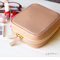 【新作】大きく開き自立する、整理しやすい！本革を使った大人メイクポーチ 4color 14枚目の画像