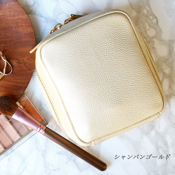 【新作】大きく開き自立する、整理しやすい！本革を使った大人メイクポーチ 4color 11枚目の画像