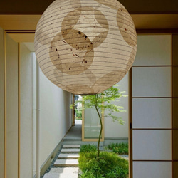 新作径30㎝丸和紙提灯パッチ替えセード照明ペンダント 1枚目の画像