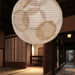 新作径30㎝丸和紙提灯パッチ替えセード照明ペンダント 3枚目の画像