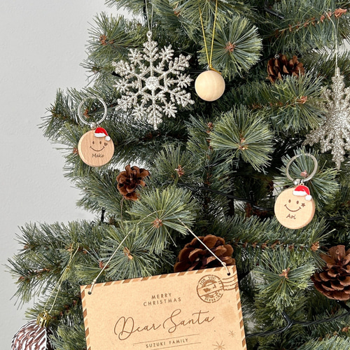 クリスマス お名前キーホルダー/ ニコちゃん / サンタ帽 クリスマス