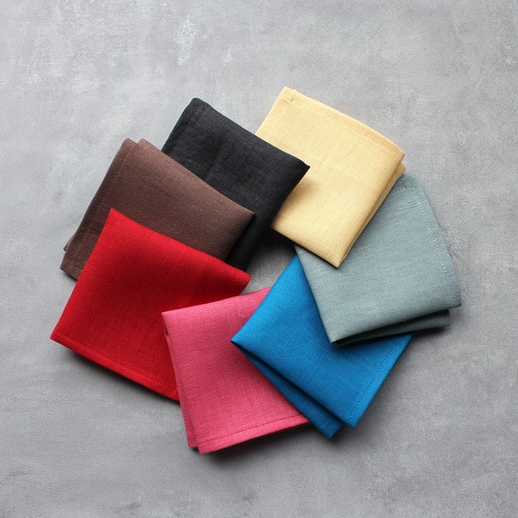 ミニハンカチ 20×20【カラーリネン】リネン100％ ハンカチ・手ぬぐい