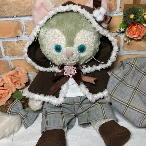 ジェラトーニ Sサイズ☆ ボア付きケープコスチューム☆グレーチェック8