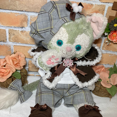 ジェラトーニ Sサイズ☆ ボア付きケープコスチューム☆グレーチェック8