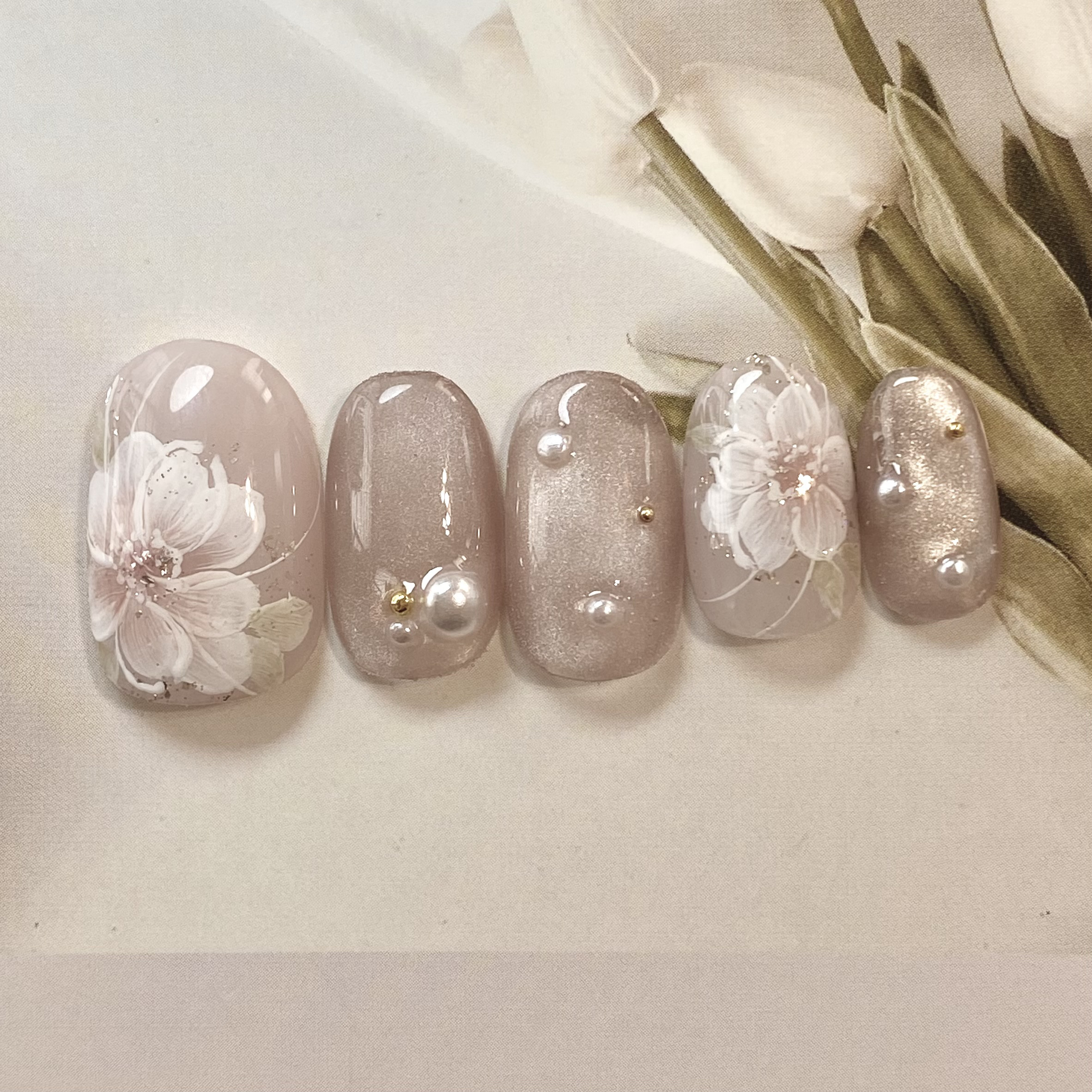 大人女子 ネイルチップ 花 フラワー ブラック オシャレ 可愛い