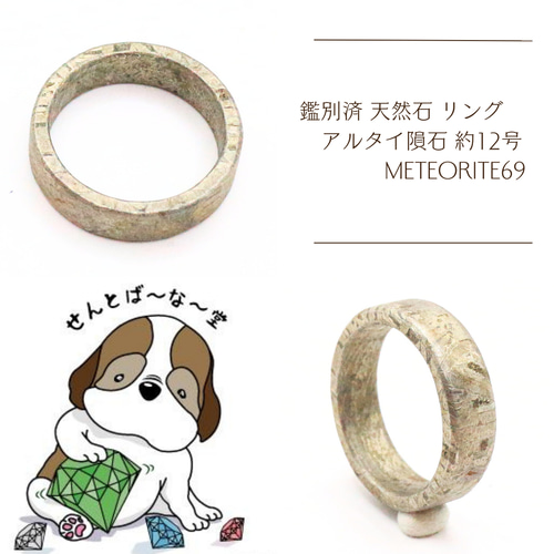 激安通販の 鑑別済 指輪 meteorite69 約12号 アルタイ隕石 リング 天然石 指輪・リング