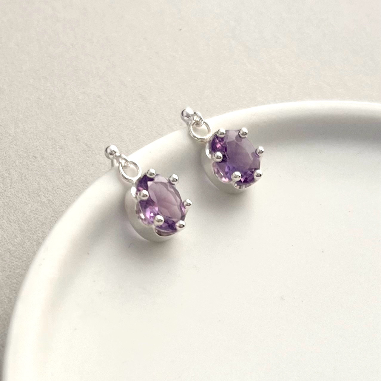 アメシスト　アメジスト　シルバー　ピアス（イヤリング金具変更可） 7,448円