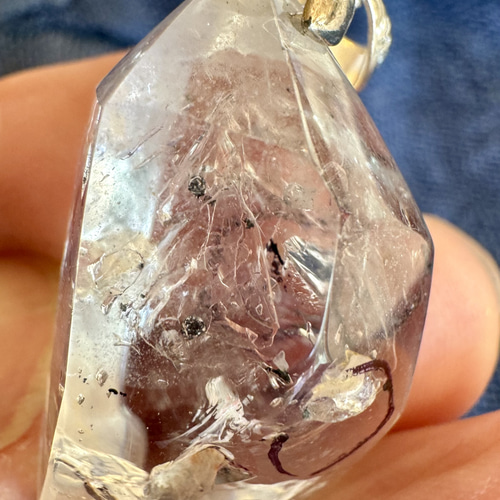 水入水晶 ペンダントトップ シルバーS925 BLACK PINKのジェニーも