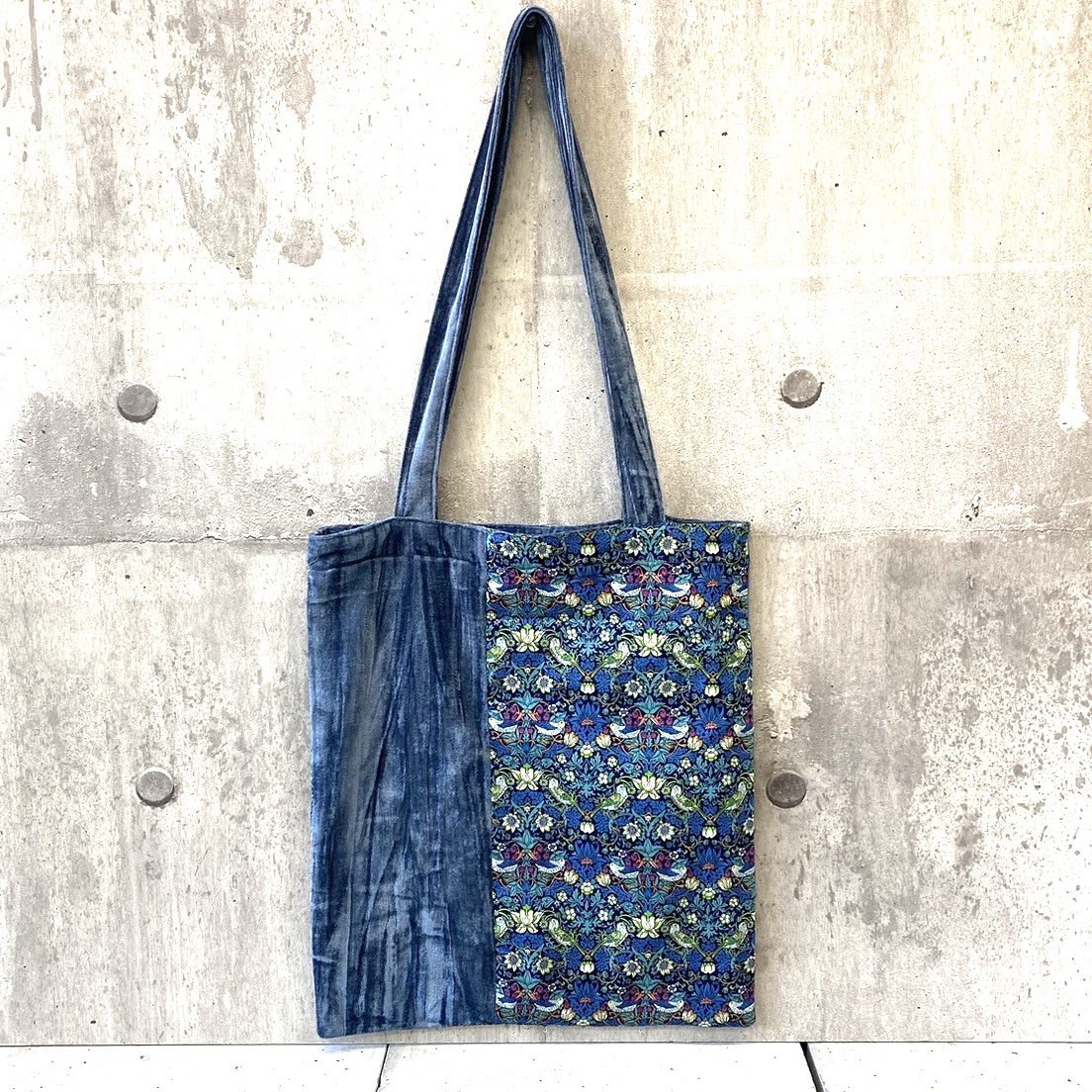 【ベロアトート】／切替デザイン／切替／バッグ／花柄／花柄バッグ　GBMC-MA617