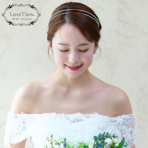 シンプル2連カチューシャKA-42|ウエディング 結婚式 花嫁 シンプル2連カチューシャKA-42|ウエディング 結婚式 花嫁