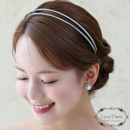 シンプル2連カチューシャKA-42|ウエディング 結婚式 花嫁 シンプル2連カチューシャKA-42|ウエディング 結婚式 花嫁