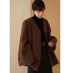 ブラウン テーラードジャケット ウール混紡 ブラウン テーラードジャケット ウール混紡 ダークブラウン テーラード