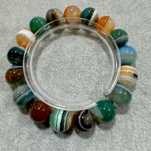 ミックスシマシマアゲート 瑪瑙 メノウ 12mm玉 内径17cm