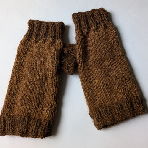 アルパカ100%手編みしなやかハンドウォーマー アームウォーマー 男女