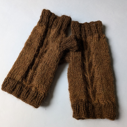 アルパカ100%手編みしなやかハンドウォーマー アームウォーマー 男女