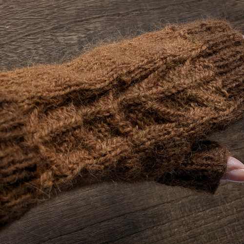 アルパカ100%手編みしなやかハンドウォーマー アームウォーマー 男女