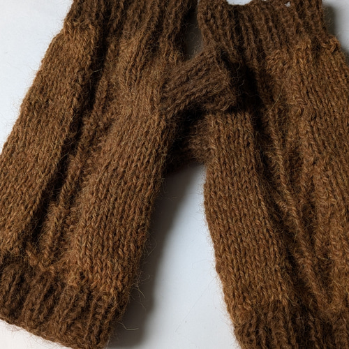 アルパカ100%手編みしなやかハンドウォーマー アームウォーマー 男女