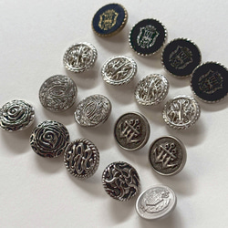 ボタン レトロ 円形 シルバー ゴールド 15mm～17mm 17個セット er-725 3枚目の画像