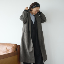 気取らないお洒落が叶うフード付ウールコート　ロングコート　　241109-1 7枚目の画像