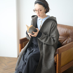 気取らないお洒落が叶うフード付ウールコート　ロングコート　　241109-1 17枚目の画像