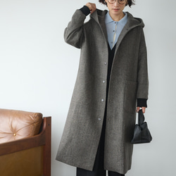 気取らないお洒落が叶うフード付ウールコート　ロングコート　　241109-1 10枚目の画像