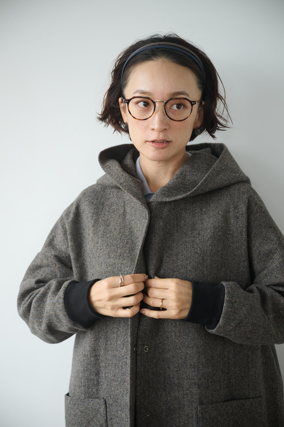 気取らないお洒落が叶うフード付ウールコート　ロングコート　　241109-1 8枚目の画像