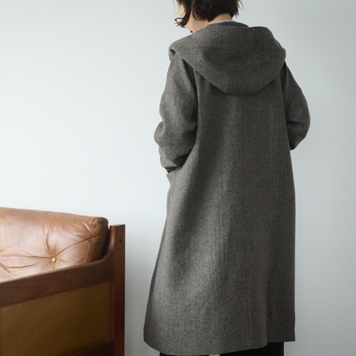 N.HOOLY WOOD グレー ウール ロングコート ベルト付き N.HOOLY WOOD グレー ウール ロングコート ベルト付き メンズ