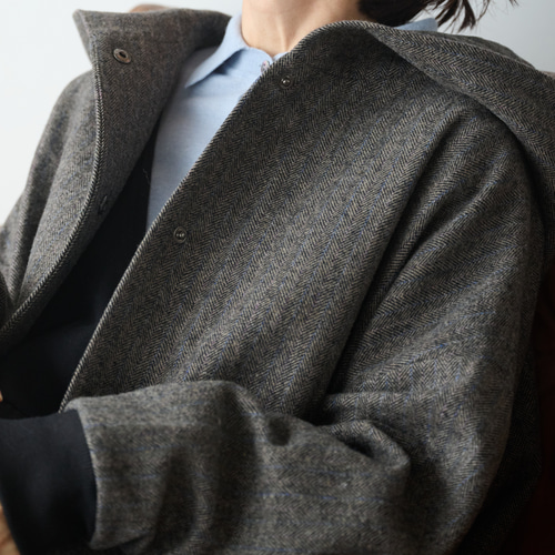 N.HOOLY WOOD グレー ウール ロングコート ベルト付き N.HOOLY WOOD グレー ウール ロングコート ベルト付き メンズ