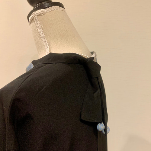 新作＊着物リメイク＊黒留袖のフォーマル衿つきAラインワンピース