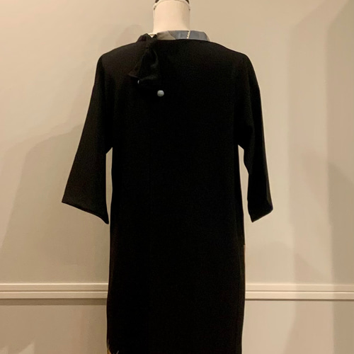 新作＊着物リメイク＊黒留袖のフォーマル衿つきAラインワンピース