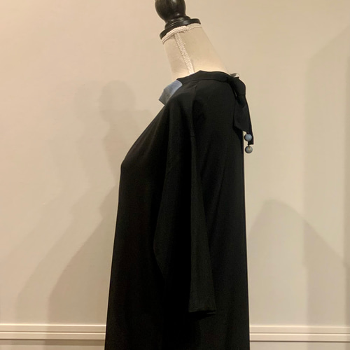 だんしゃり隊☆黒留袖Aラインワンピース 新作＊着物リメイク＊黒留袖のフォーマル衿つきAラインワンピース